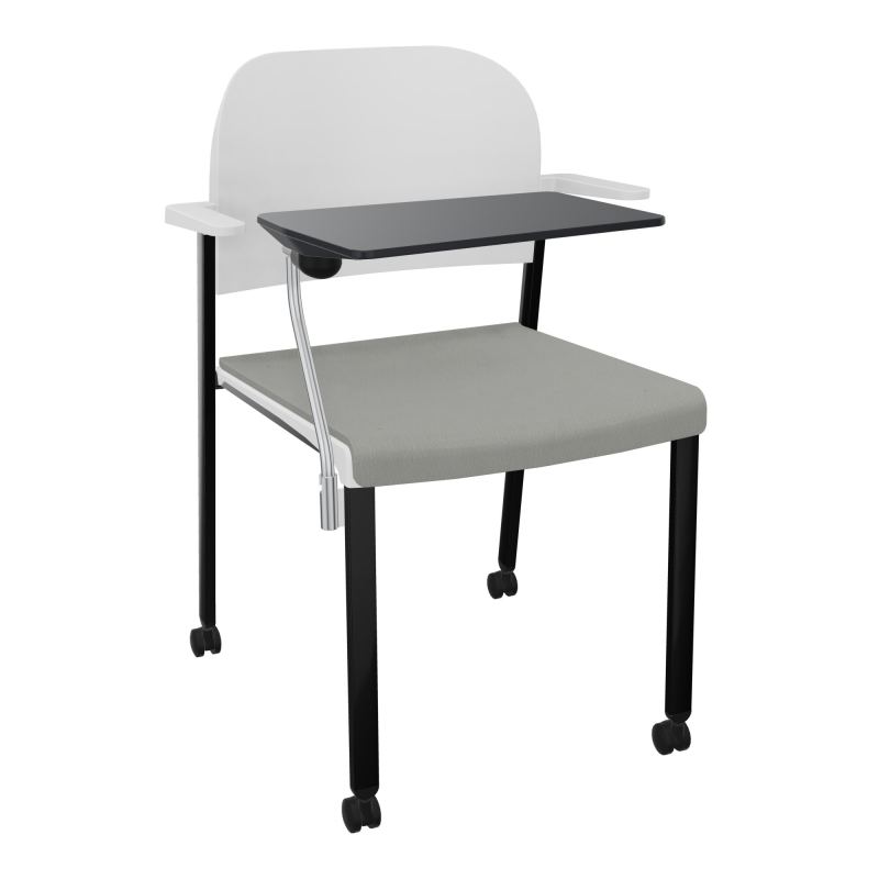 ROMY CHAISE 4P ROULT ASSISE TISSU DOSSIER POLYPRO AVEC ACCOUDOIRS+TABLETTE NOIRE CA SG PT