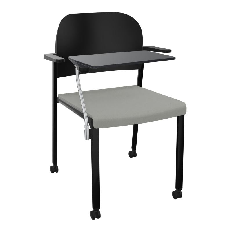 ROMY CHAISE 4P ROULT ASSISE TISSU DOSSIER POLYPRO AVEC ACCOUDOIRS+TABLETTE NOIRE CA SG PU