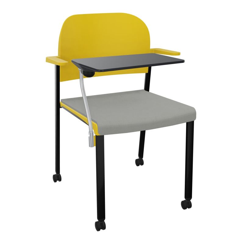 ROMY CHAISE 4P ROULT ASSISE TISSU DOSSIER POLYPRO AVEC ACCOUDOIRS+TABLETTE NOIRE CA SG PW