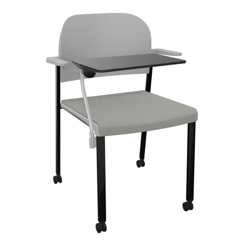 ROMY CHAISE 4P ROULT ASSISE TISSU DOSSIER POLYPRO AVEC ACCOUDOIRS+TABLETTE NOIRE CA SG PX