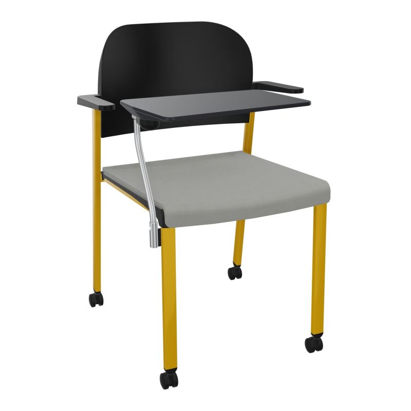 ROMY CHAISE 4P ROULT ASSISE TISSU DOSSIER POLYPRO AVEC ACCOUDOIRS+TABLETTE NOIRE CA SX PU