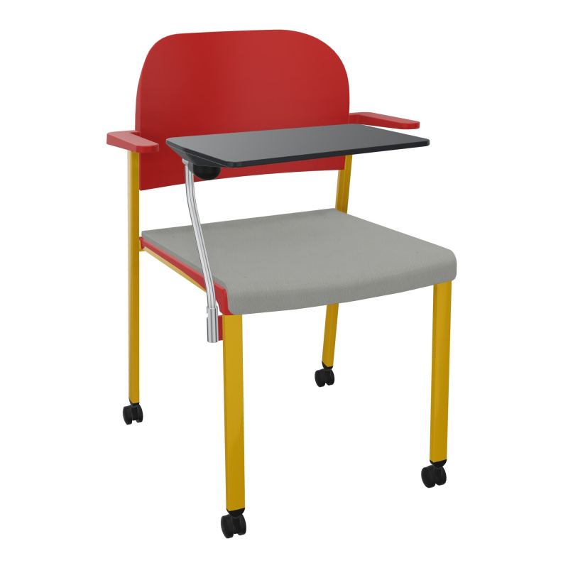 ROMY CHAISE 4P ROULT ASSISE TISSU DOSSIER POLYPRO AVEC ACCOUDOIRS+TABLETTE NOIRE CA SX PZ