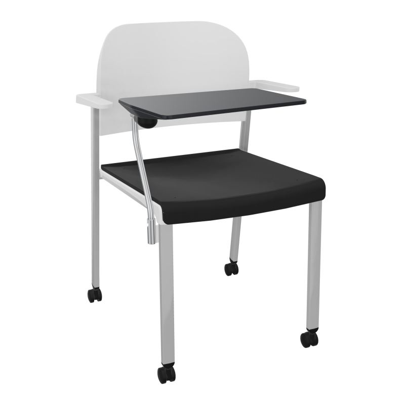 ROMY CHAISE 4P ROULT ASSISE TISSU DOSSIER POLYPRO AVEC ACCOUDOIRS+TABLETTE NOIRE CB SB PT