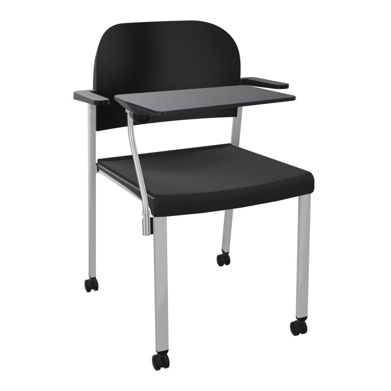 ROMY CHAISE 4P ROULT ASSISE TISSU DOSSIER POLYPRO AVEC ACCOUDOIRS+TABLETTE NOIRE CB SB PU