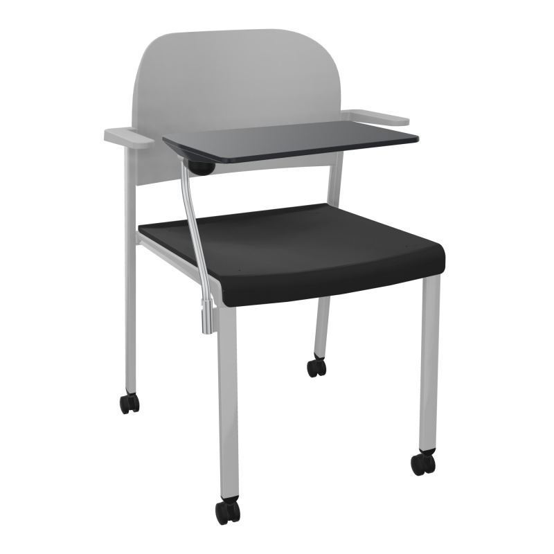 ROMY CHAISE 4P ROULT ASSISE TISSU DOSSIER POLYPRO AVEC ACCOUDOIRS+TABLETTE NOIRE CB SB PX