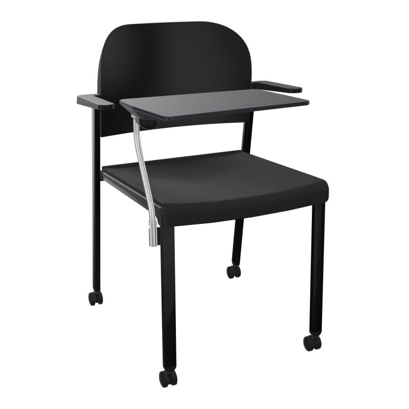 ROMY CHAISE 4P ROULT ASSISE TISSU DOSSIER POLYPRO AVEC ACCOUDOIRS+TABLETTE NOIRE CB SG PU