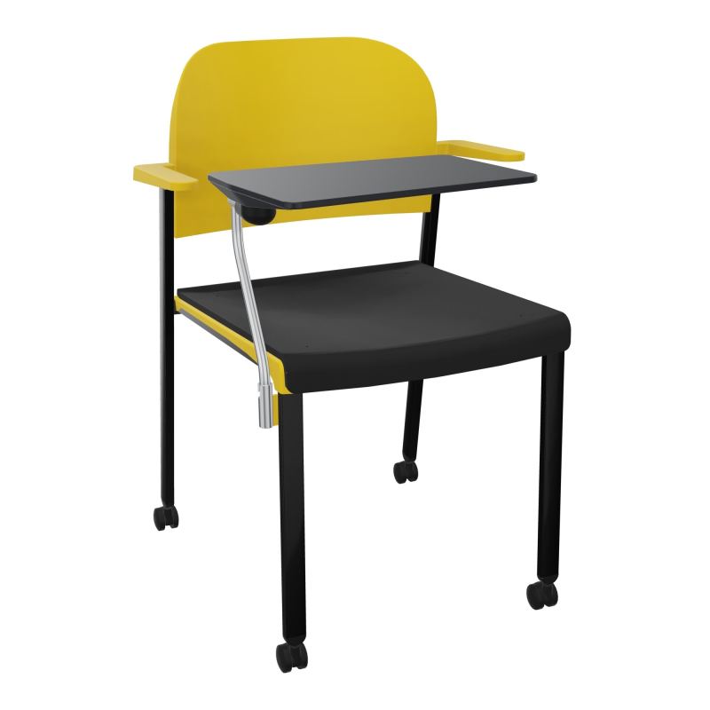 ROMY CHAISE 4P ROULT ASSISE TISSU DOSSIER POLYPRO AVEC ACCOUDOIRS+TABLETTE NOIRE CB SG PW