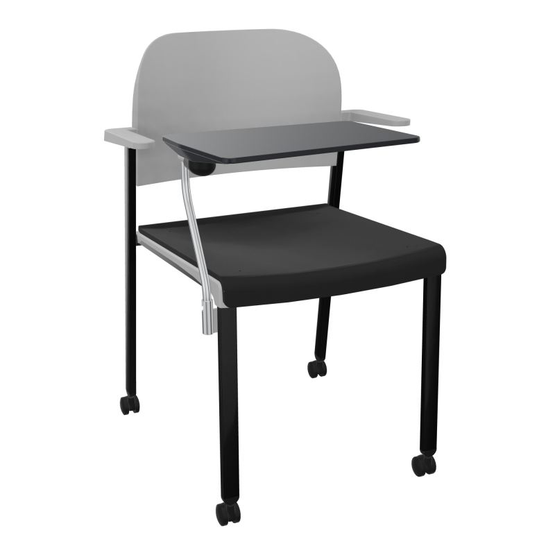ROMY CHAISE 4P ROULT ASSISE TISSU DOSSIER POLYPRO AVEC ACCOUDOIRS+TABLETTE NOIRE CB SG PX
