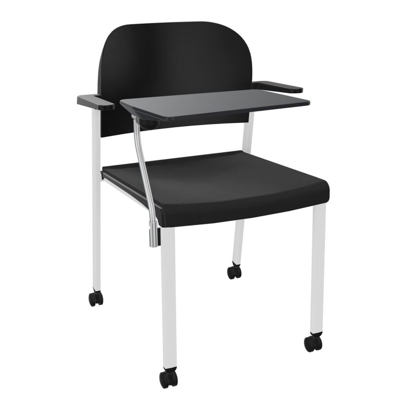 ROMY CHAISE 4P ROULT ASSISE TISSU DOSSIER POLYPRO AVEC ACCOUDOIRS+TABLETTE NOIRE CB SP PU