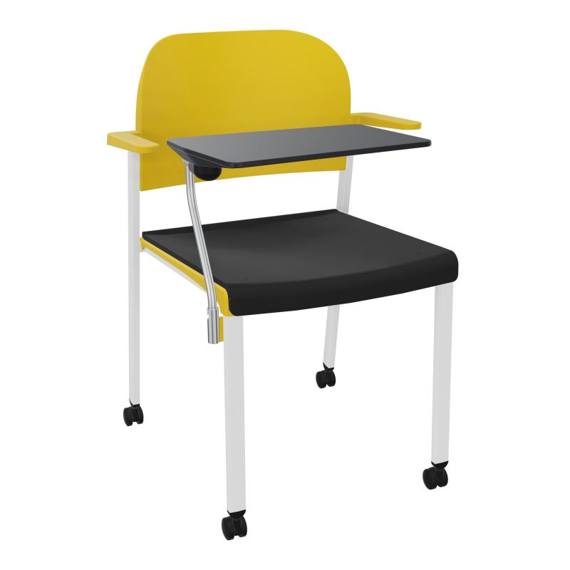 ROMY CHAISE 4P ROULT ASSISE TISSU DOSSIER POLYPRO AVEC ACCOUDOIRS+TABLETTE NOIRE CB SP PW