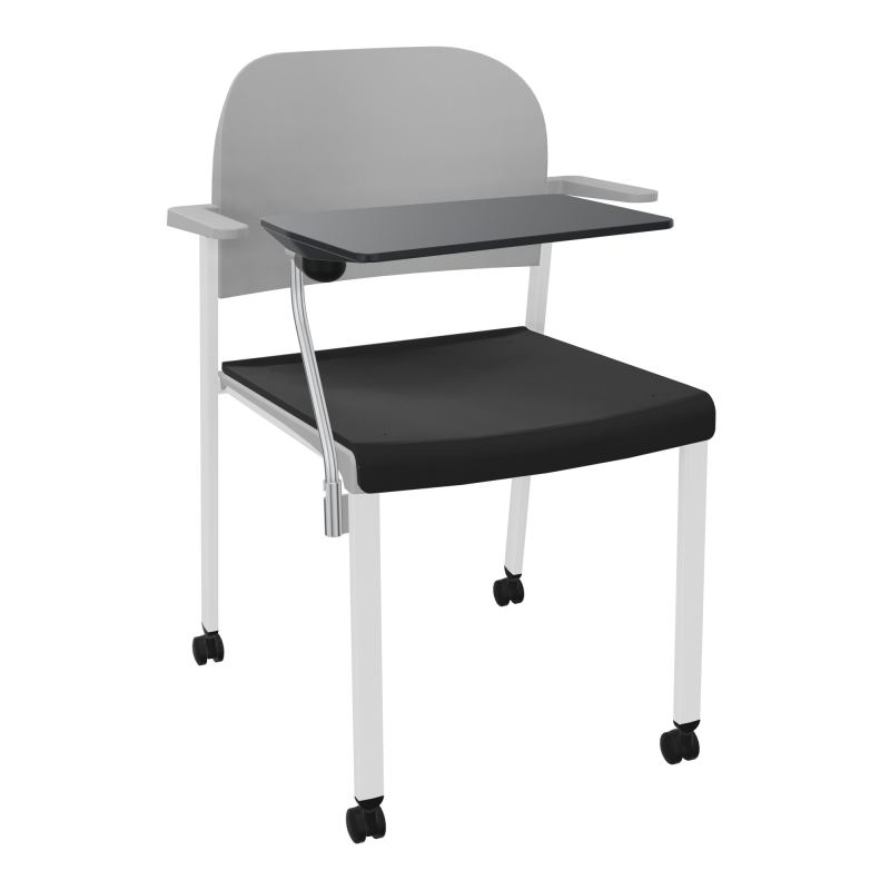 ROMY CHAISE 4P ROULT ASSISE TISSU DOSSIER POLYPRO AVEC ACCOUDOIRS+TABLETTE NOIRE CB SP PX
