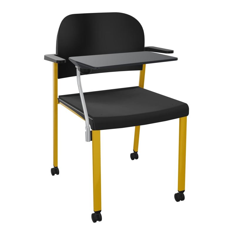 ROMY CHAISE 4P ROULT ASSISE TISSU DOSSIER POLYPRO AVEC ACCOUDOIRS+TABLETTE NOIRE CB SX PU