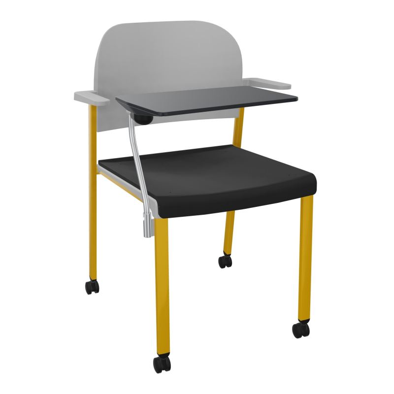 ROMY CHAISE 4P ROULT ASSISE TISSU DOSSIER POLYPRO AVEC ACCOUDOIRS+TABLETTE NOIRE CB SX PX