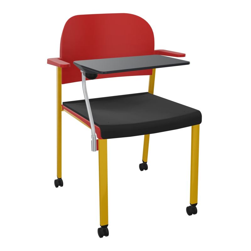 ROMY CHAISE 4P ROULT ASSISE TISSU DOSSIER POLYPRO AVEC ACCOUDOIRS+TABLETTE NOIRE CB SX PZ