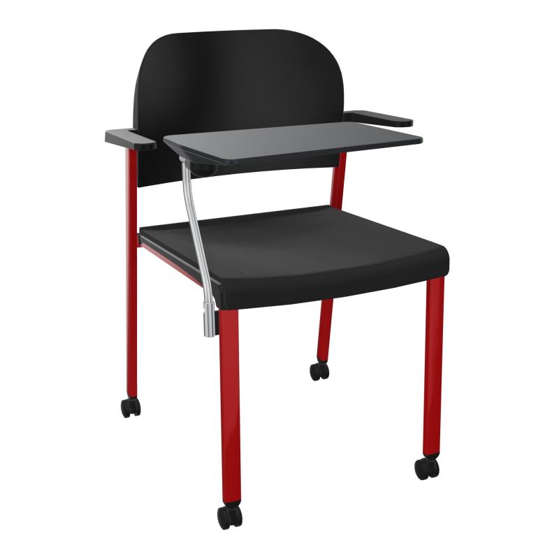 ROMY CHAISE 4P ROULT ASSISE TISSU DOSSIER POLYPRO AVEC ACCOUDOIRS+TABLETTE NOIRE CB ZY PU