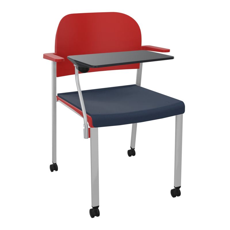 ROMY CHAISE 4P ROULT ASSISE TISSU DOSSIER POLYPRO AVEC ACCOUDOIRS+TABLETTE NOIRE CC SB PZ