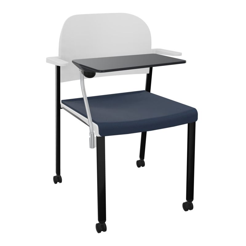 ROMY CHAISE 4P ROULT ASSISE TISSU DOSSIER POLYPRO AVEC ACCOUDOIRS+TABLETTE NOIRE CC SG PT