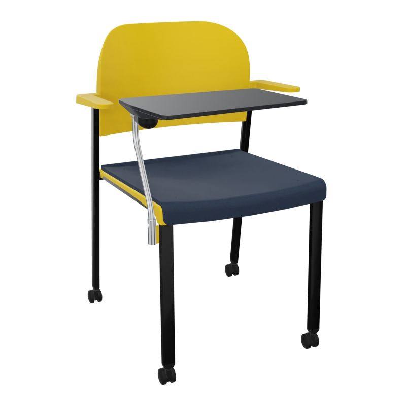 ROMY CHAISE 4P ROULT ASSISE TISSU DOSSIER POLYPRO AVEC ACCOUDOIRS+TABLETTE NOIRE CC SG PW