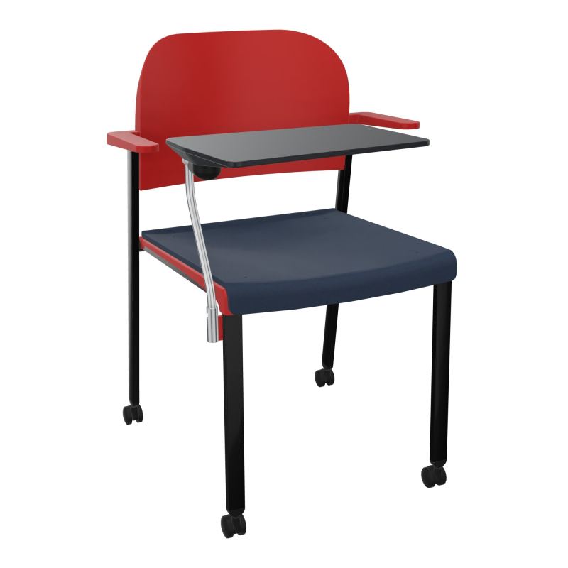 ROMY CHAISE 4P ROULT ASSISE TISSU DOSSIER POLYPRO AVEC ACCOUDOIRS+TABLETTE NOIRE CC SG PZ