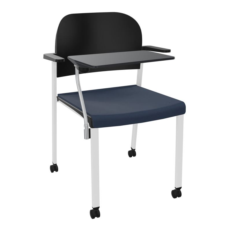 ROMY CHAISE 4P ROULT ASSISE TISSU DOSSIER POLYPRO AVEC ACCOUDOIRS+TABLETTE NOIRE CC SP PU
