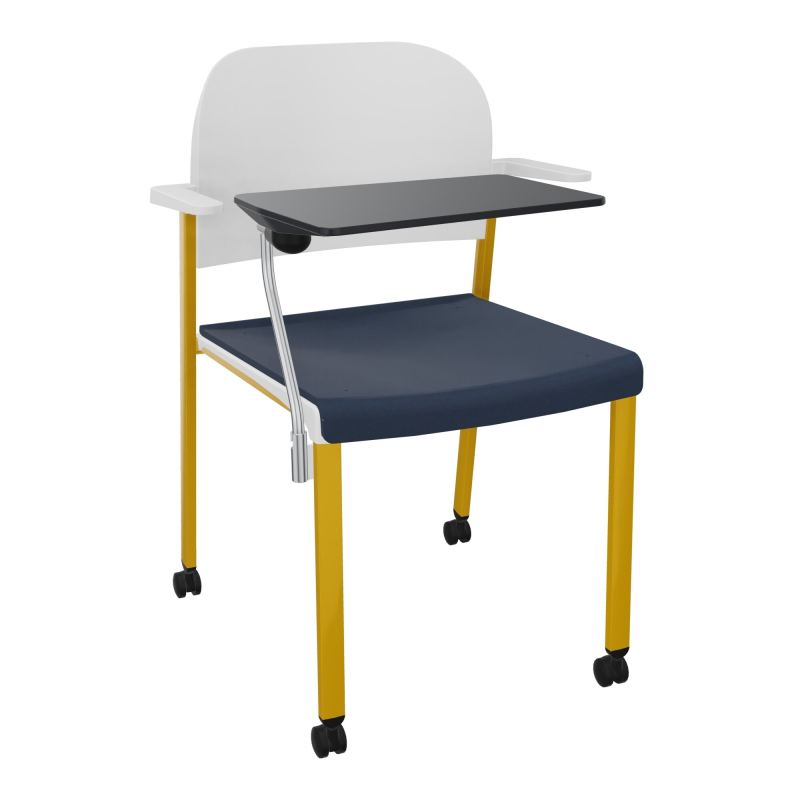 ROMY CHAISE 4P ROULT ASSISE TISSU DOSSIER POLYPRO AVEC ACCOUDOIRS+TABLETTE NOIRE CC SX PT