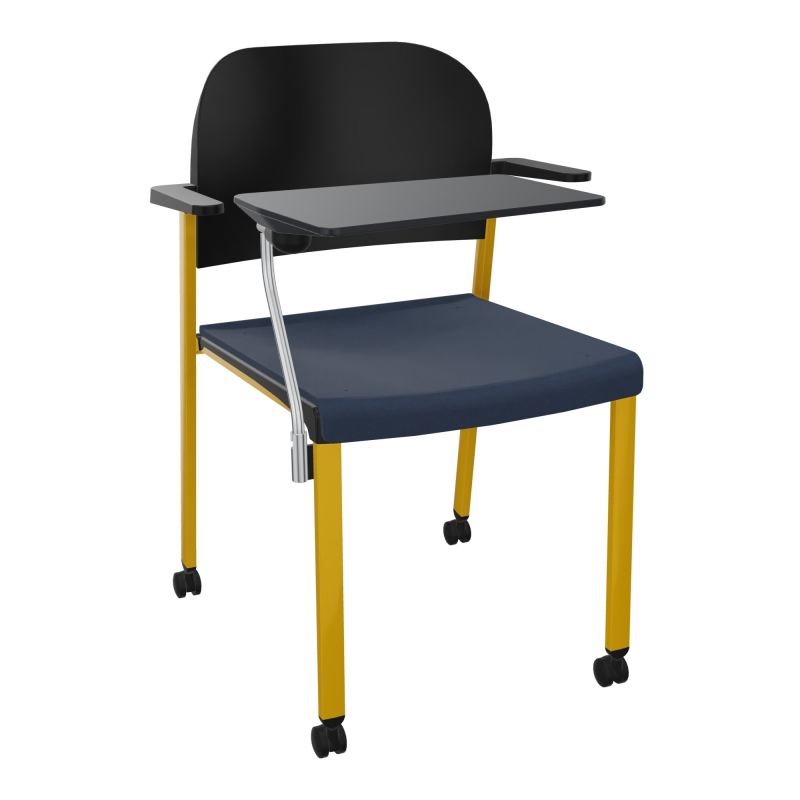ROMY CHAISE 4P ROULT ASSISE TISSU DOSSIER POLYPRO AVEC ACCOUDOIRS+TABLETTE NOIRE CC SX PU