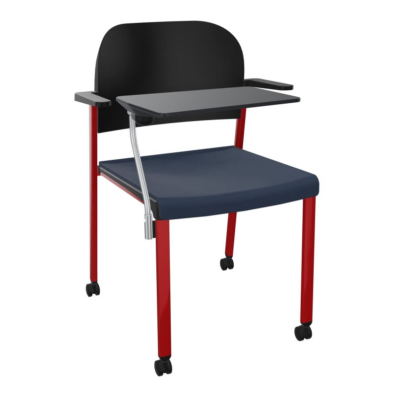 ROMY CHAISE 4P ROULT ASSISE TISSU DOSSIER POLYPRO AVEC ACCOUDOIRS+TABLETTE NOIRE CC ZY PU