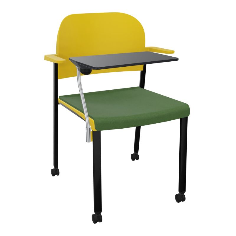 ROMY CHAISE 4P ROULT ASSISE TISSU DOSSIER POLYPRO AVEC ACCOUDOIRS+TABLETTE NOIRE CE SG PW