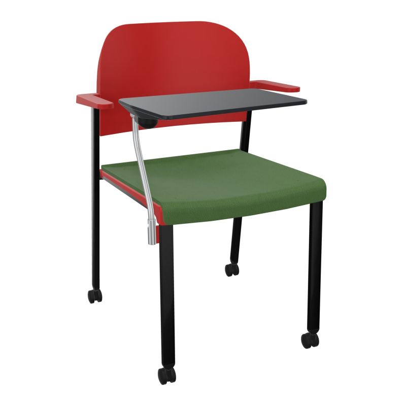 ROMY CHAISE 4P ROULT ASSISE TISSU DOSSIER POLYPRO AVEC ACCOUDOIRS+TABLETTE NOIRE CE SG PZ