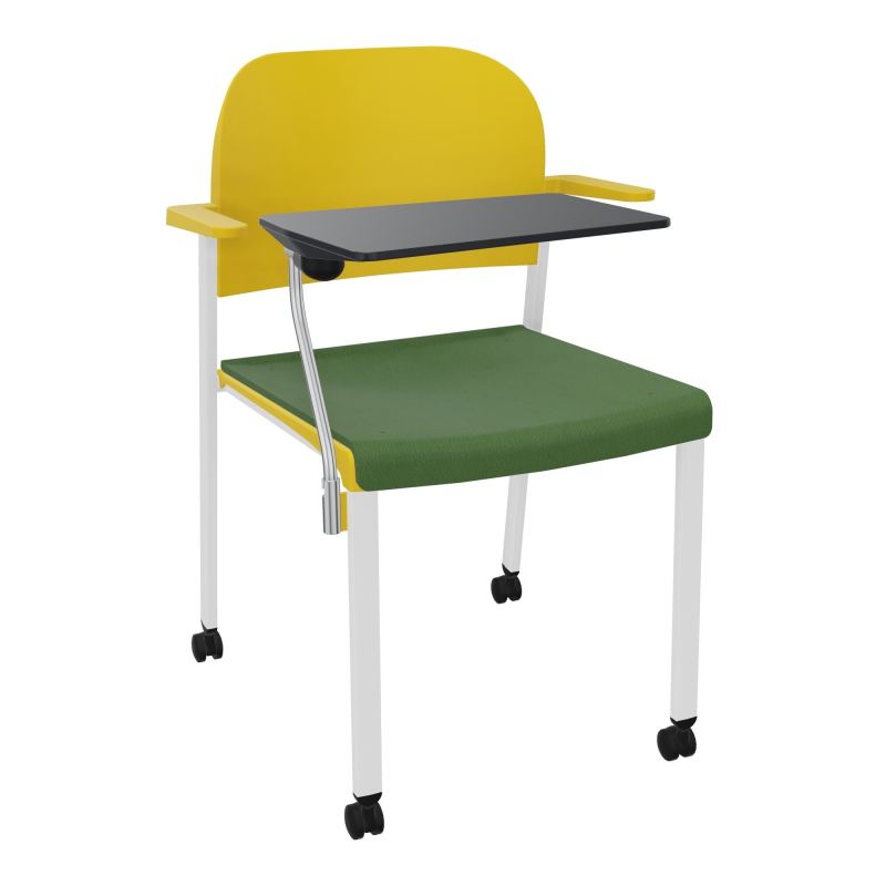 ROMY CHAISE 4P ROULT ASSISE TISSU DOSSIER POLYPRO AVEC ACCOUDOIRS+TABLETTE NOIRE CE SP PW