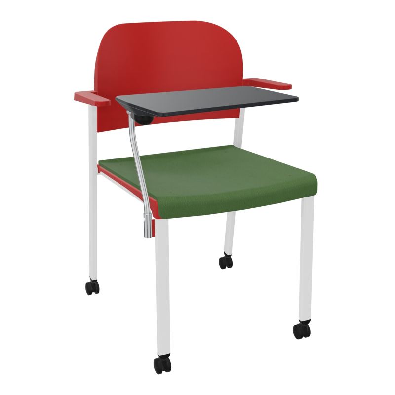 ROMY CHAISE 4P ROULT ASSISE TISSU DOSSIER POLYPRO AVEC ACCOUDOIRS+TABLETTE NOIRE CE SP PZ