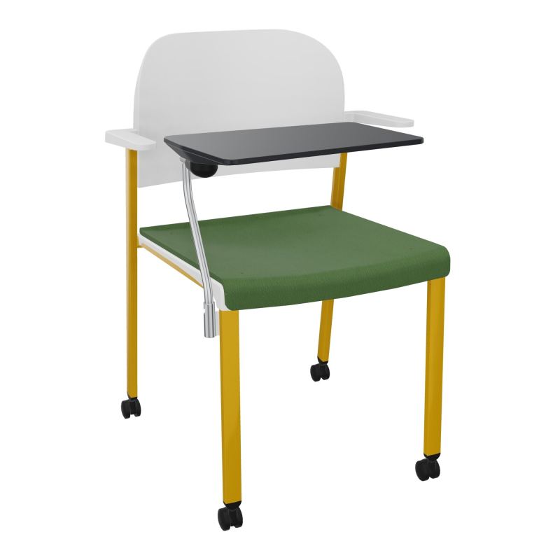 ROMY CHAISE 4P ROULT ASSISE TISSU DOSSIER POLYPRO AVEC ACCOUDOIRS+TABLETTE NOIRE CE SX PT
