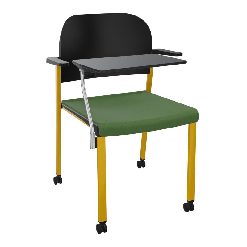 ROMY CHAISE 4P ROULT ASSISE TISSU DOSSIER POLYPRO AVEC ACCOUDOIRS+TABLETTE NOIRE CE SX PU