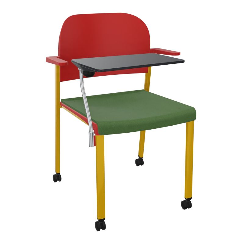 ROMY CHAISE 4P ROULT ASSISE TISSU DOSSIER POLYPRO AVEC ACCOUDOIRS+TABLETTE NOIRE CE SX PZ