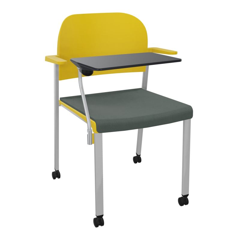 ROMY CHAISE 4P ROULT ASSISE TISSU DOSSIER POLYPRO AVEC ACCOUDOIRS+TABLETTE NOIRE CF SB PW