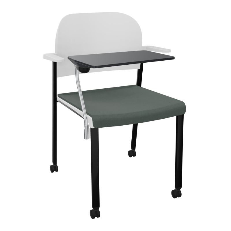 ROMY CHAISE 4P ROULT ASSISE TISSU DOSSIER POLYPRO AVEC ACCOUDOIRS+TABLETTE NOIRE CF SG PT