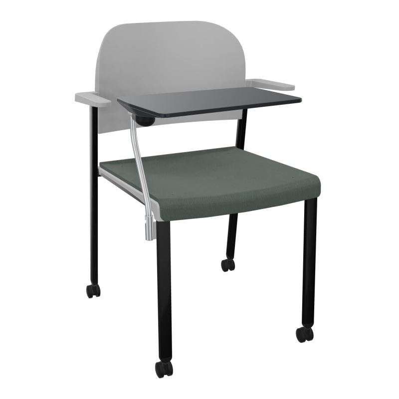 ROMY CHAISE 4P ROULT ASSISE TISSU DOSSIER POLYPRO AVEC ACCOUDOIRS+TABLETTE NOIRE CF SG PX