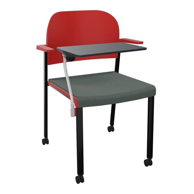 ROMY CHAISE 4P ROULT ASSISE TISSU DOSSIER POLYPRO AVEC ACCOUDOIRS+TABLETTE NOIRE CF SG PZ