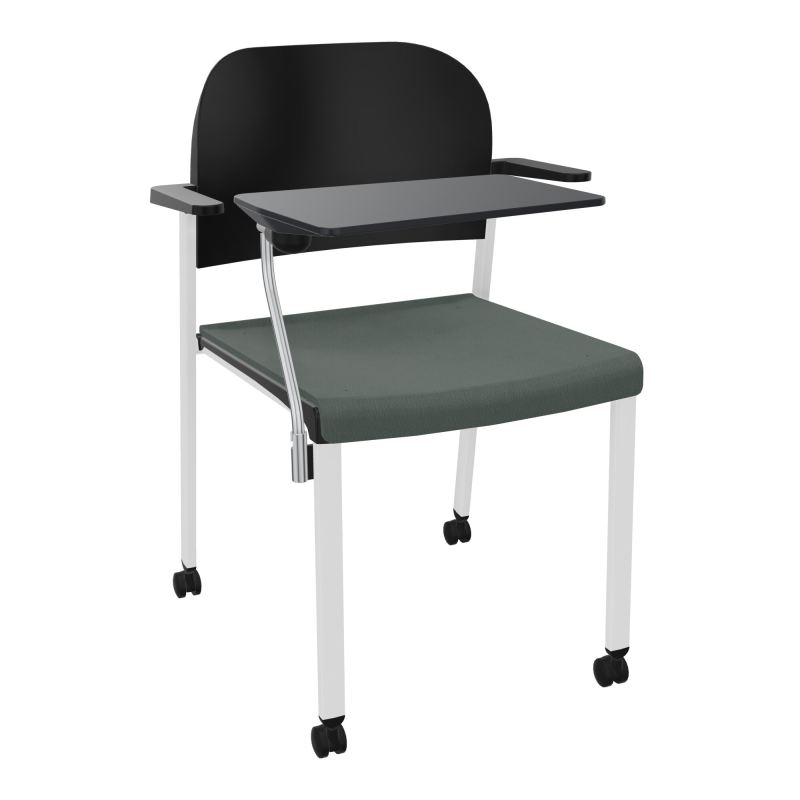 ROMY CHAISE 4P ROULT ASSISE TISSU DOSSIER POLYPRO AVEC ACCOUDOIRS+TABLETTE NOIRE CF SP PU