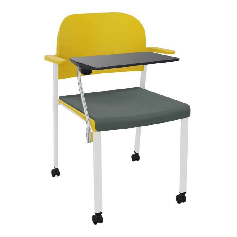 ROMY CHAISE 4P ROULT ASSISE TISSU DOSSIER POLYPRO AVEC ACCOUDOIRS+TABLETTE NOIRE CF SP PW