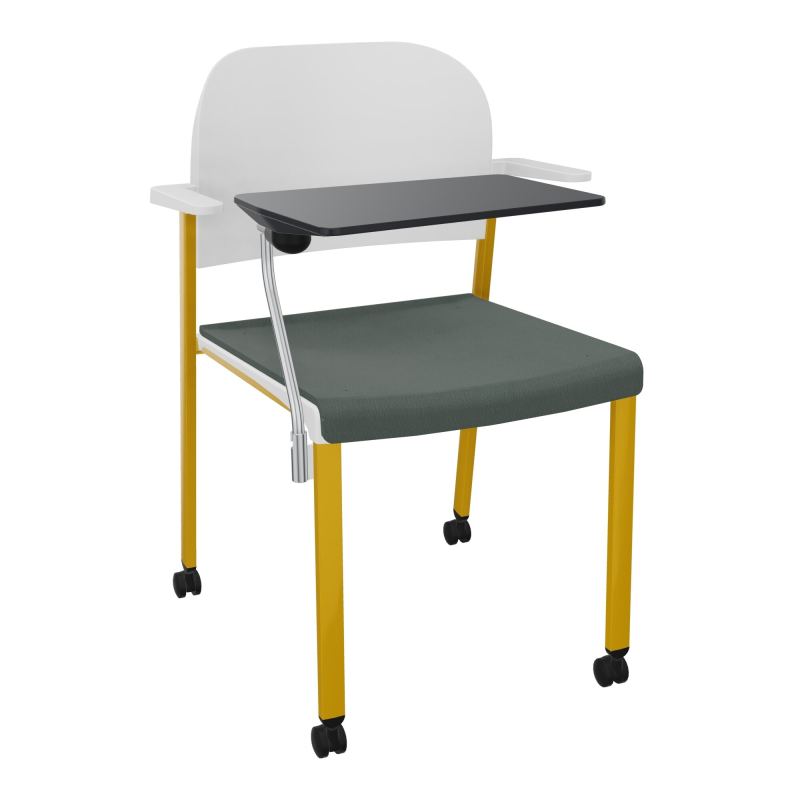 ROMY CHAISE 4P ROULT ASSISE TISSU DOSSIER POLYPRO AVEC ACCOUDOIRS+TABLETTE NOIRE CF SX PT