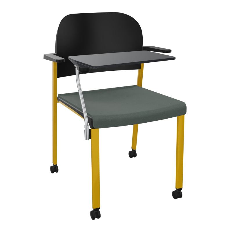 ROMY CHAISE 4P ROULT ASSISE TISSU DOSSIER POLYPRO AVEC ACCOUDOIRS+TABLETTE NOIRE CF SX PU