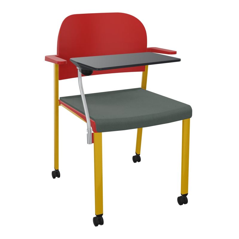 ROMY CHAISE 4P ROULT ASSISE TISSU DOSSIER POLYPRO AVEC ACCOUDOIRS+TABLETTE NOIRE CF SX PZ