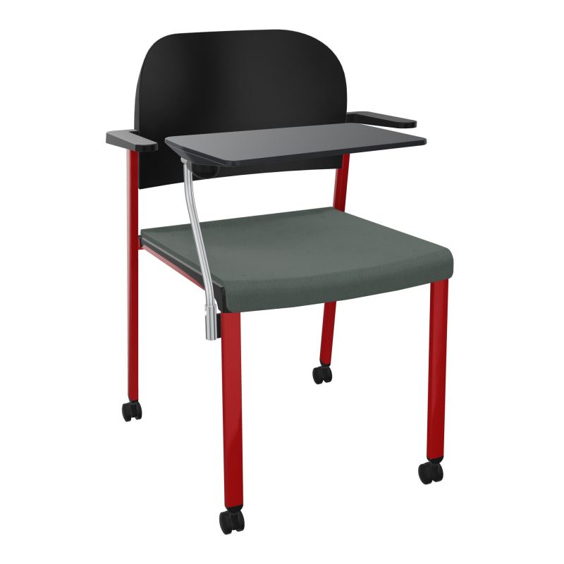 ROMY CHAISE 4P ROULT ASSISE TISSU DOSSIER POLYPRO AVEC ACCOUDOIRS+TABLETTE NOIRE CF ZY PU