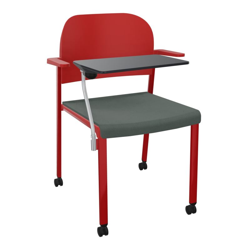 ROMY CHAISE 4P ROULT ASSISE TISSU DOSSIER POLYPRO AVEC ACCOUDOIRS+TABLETTE NOIRE CF ZY PZ