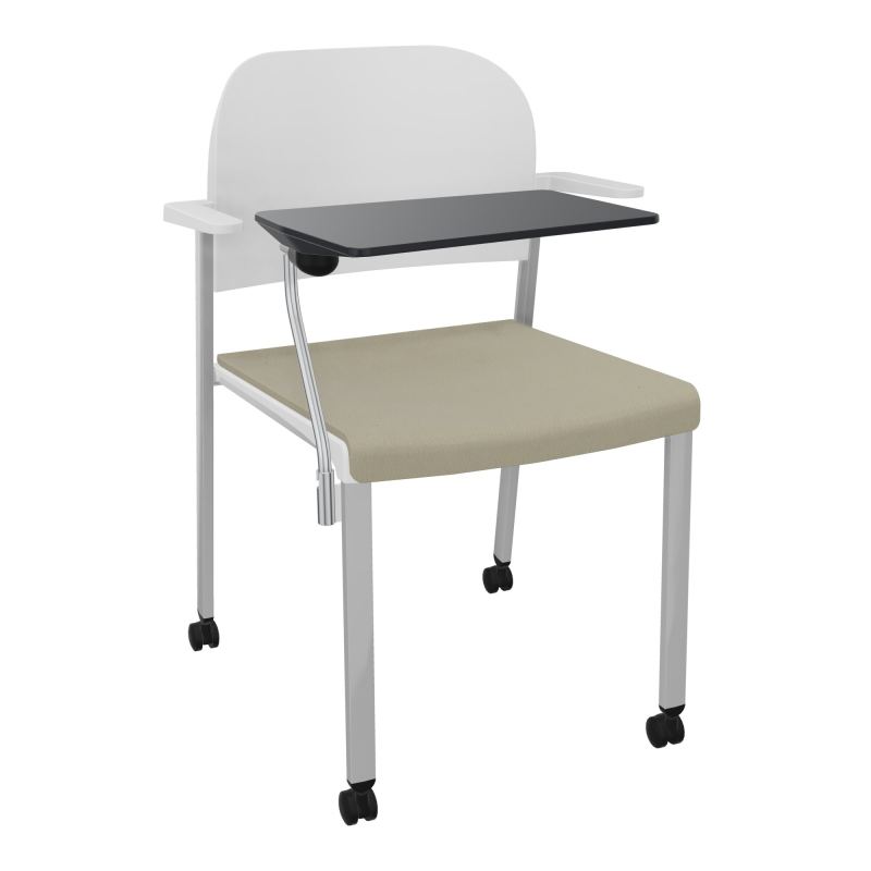 ROMY CHAISE 4P ROULT ASSISE TISSU DOSSIER POLYPRO AVEC ACCOUDOIRS+TABLETTE NOIRE CG SB PT
