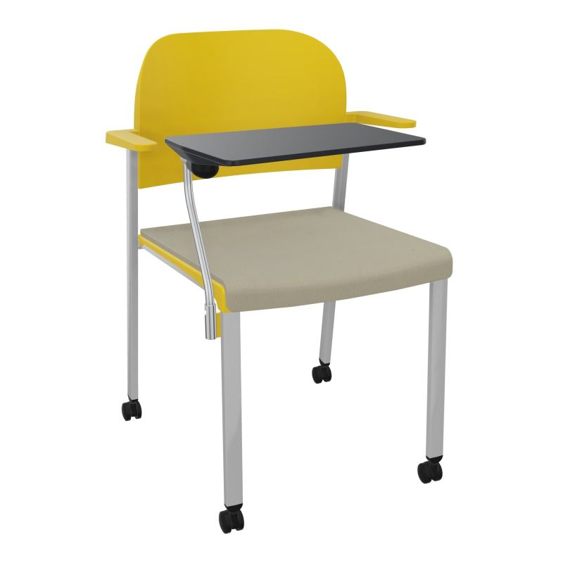 ROMY CHAISE 4P ROULT ASSISE TISSU DOSSIER POLYPRO AVEC ACCOUDOIRS+TABLETTE NOIRE CG SB PW