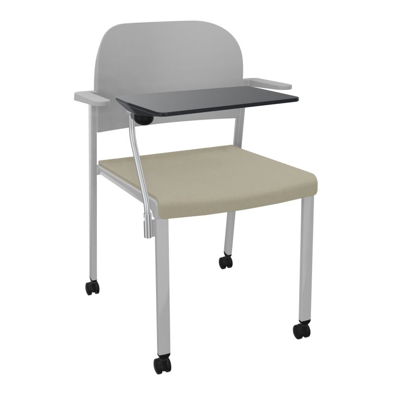ROMY CHAISE 4P ROULT ASSISE TISSU DOSSIER POLYPRO AVEC ACCOUDOIRS+TABLETTE NOIRE CG SB PX