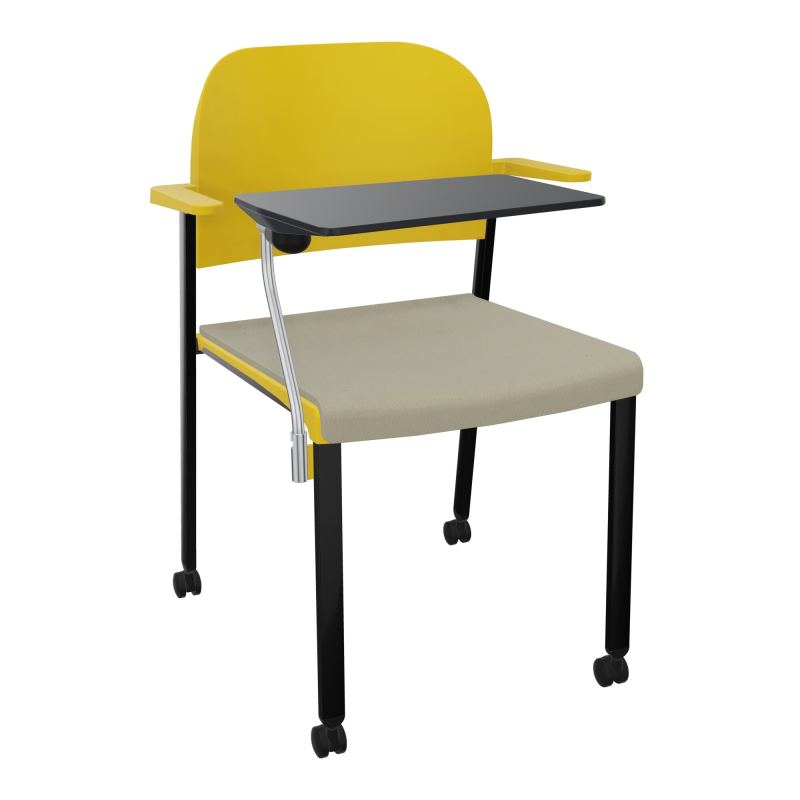 ROMY CHAISE 4P ROULT ASSISE TISSU DOSSIER POLYPRO AVEC ACCOUDOIRS+TABLETTE NOIRE CG SG PW