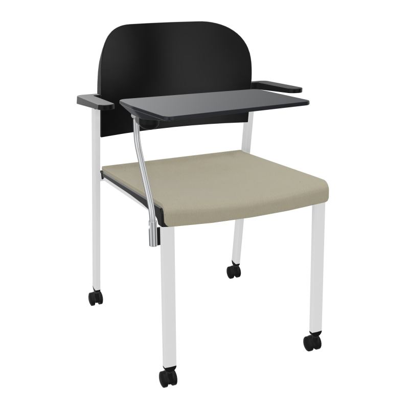 ROMY CHAISE 4P ROULT ASSISE TISSU DOSSIER POLYPRO AVEC ACCOUDOIRS+TABLETTE NOIRE CG SP PU